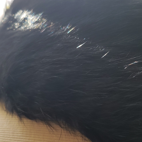 fur collared neck zip up sweater size xl - Picture 2 of 4